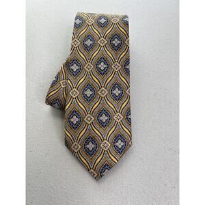 Nordstrom Gold, Blue Geometric Pattern 100% Silk Tie NWOT